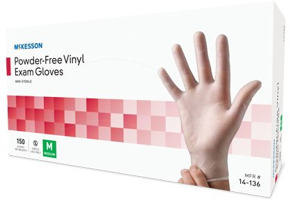 Exam Glove McKesson X-Small NonSterile Vinyl Standard Cuff Length Smooth Clear Not Rated - 14-132
