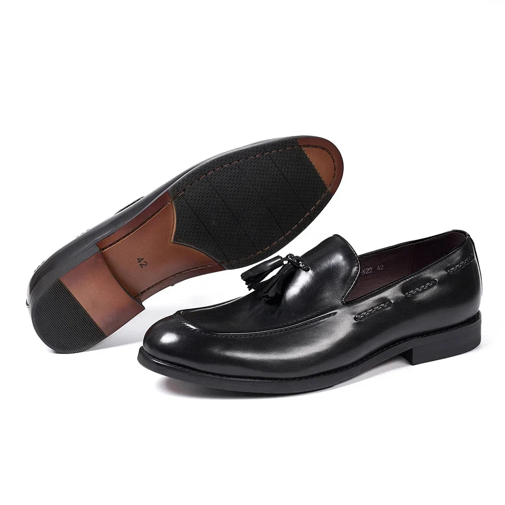 Men's Leather Tassel Loafers | Handmade Comfort Slip-Ons | Formal Casual