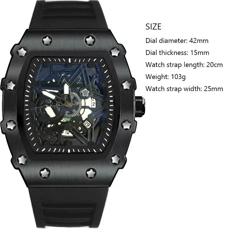 Men’s Pentagram Luminous Watch | Light Luxury Barrel Quartz Timepiece