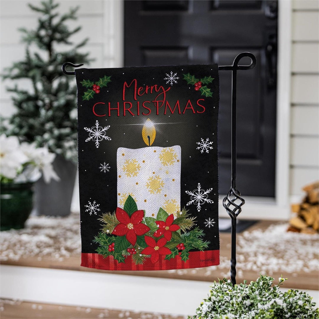 Merry Christmas Candle 2 Sided Garden Flag
