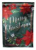 Merry Christmas Floral Garden Flag ~ 2-Sided Lustre Holiday Yard Decor