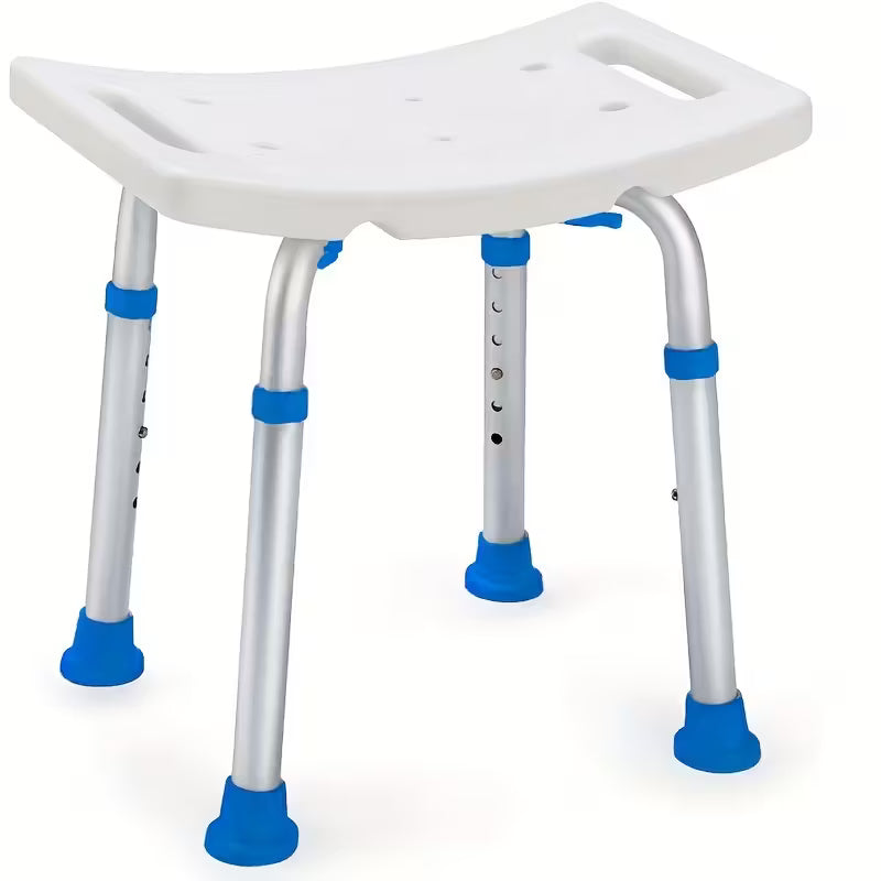 Metal Bath Chair | Adjustable Height (6 Positions), Non-Slip Base & Feet, Bathtub-Friendly Design | Sturdy Shower Stool for Elderly