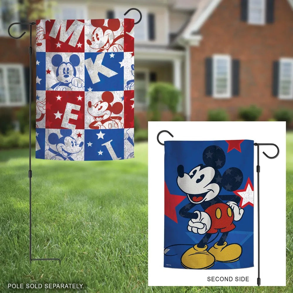 Mickey Mouse Patriotic Garden Flag 2 Sided Block Disney