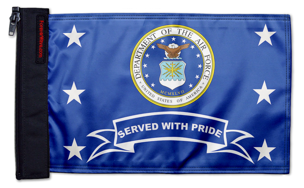 Air Force Served With Pride 12"x18" Forever Wave Flag for Jeep Wrangler CJ-7 and CJ-8 1976-1986