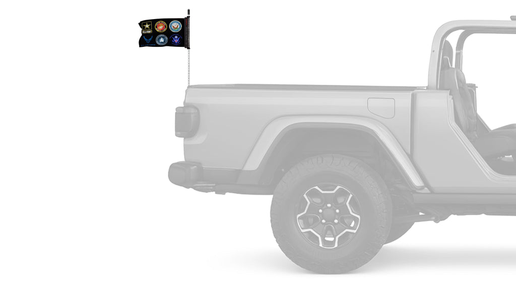 Armed Forces 12"x18" Forever Wave Flag for Jeep Wrangler CJ-7 and CJ-8 1976-1986