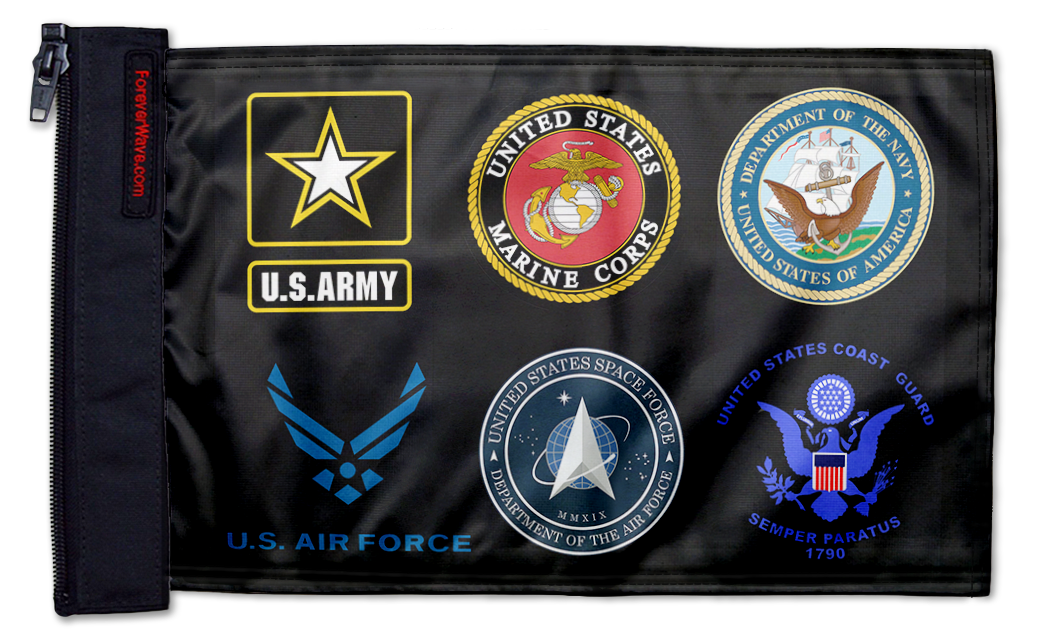 Armed Forces 12"x18" Forever Wave Flag for Jeep Wrangler TJ 1996-2006