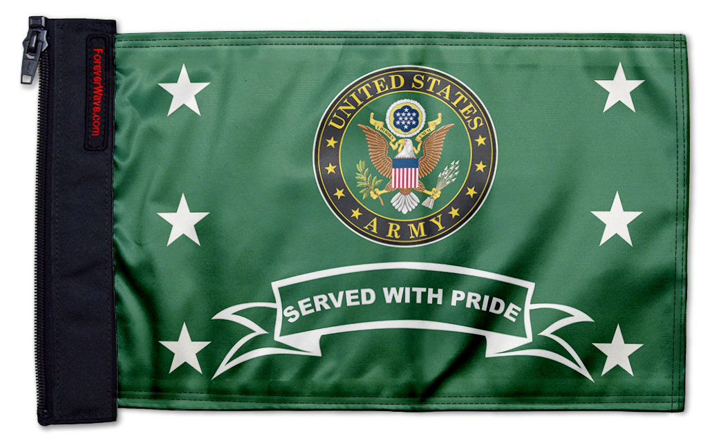 Army Served With Pride 12"x18" Forever Wave Flag for Jeep Wrangler YJ 1986-1995