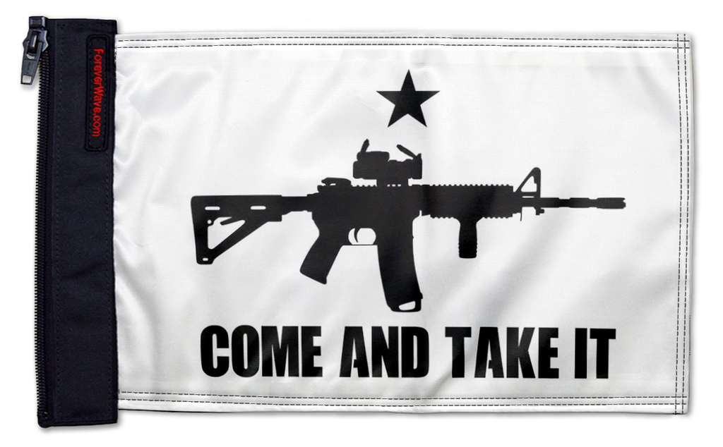Gonzales Machine Gun 12"x18" Forever Wave Flag for Jeep Wrangler CJ-7 and CJ-8 1976-1986