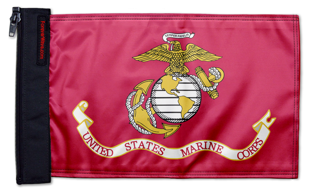 Marines 12"x18" Forever Wave Flag for Jeep Wrangler JK 2-Door 2007-2018