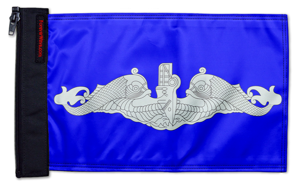 Submarine Silver Dolphins 12"x18" Forever Wave Flag for Jeep Wrangler CJ-7 and CJ-8 1976-1986