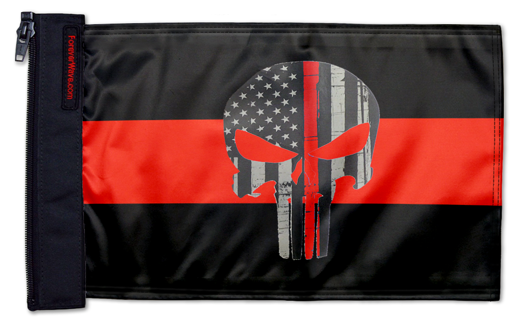 Thin Red Line Punisher 12"x18" Forever Wave Flag for Jeep Wrangler LJ 2003-2006
