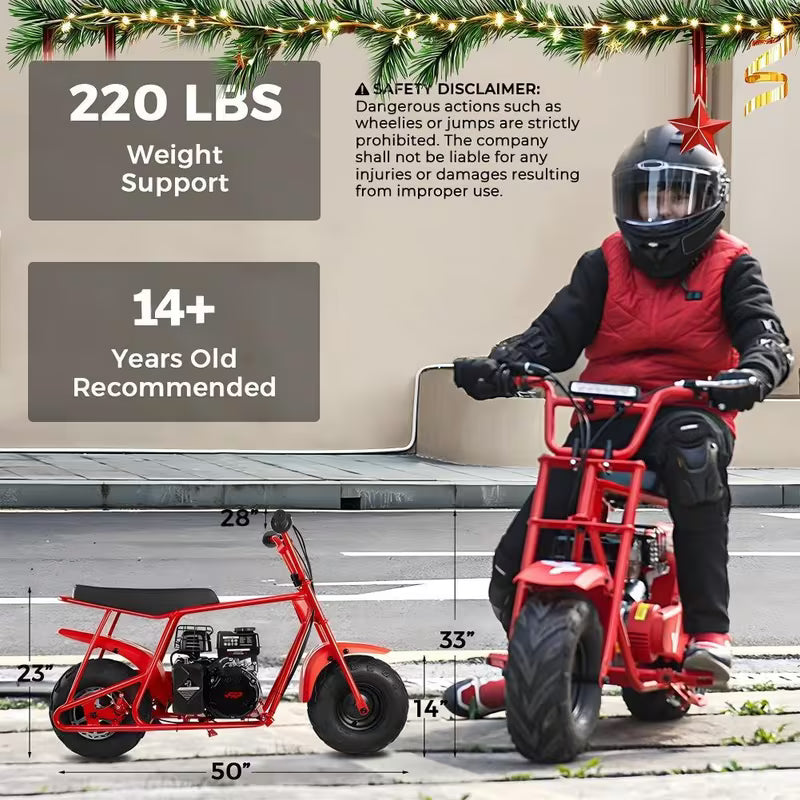 Mini Bike, 99cc 4-stroke Adult Mini Bike For Explorers, Gasoline-powered Mini Off-road Bike Motocross,