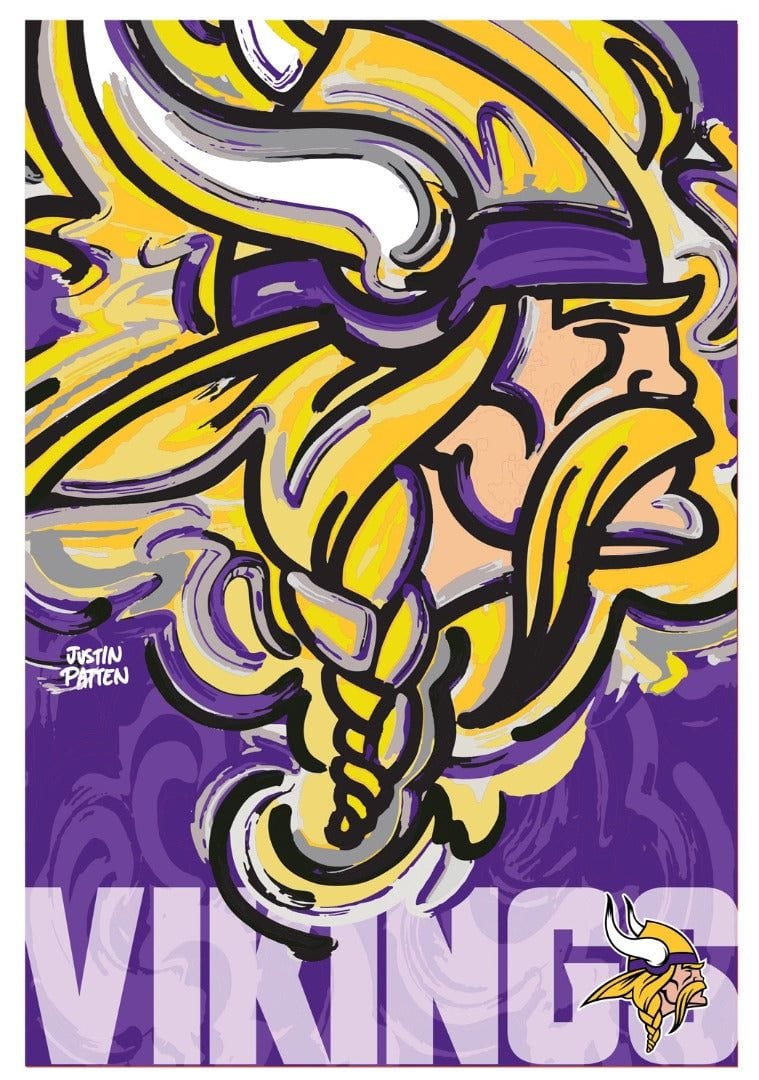 Minnesota Vikings Garden Flag 2 Sided Justin Patten Logo