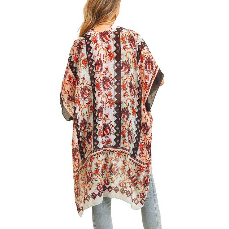 Flower Patterned Cover Up Kimono Poncho