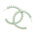 Metal Ball Trimmed Raffia Wrapped Hoop Earrings