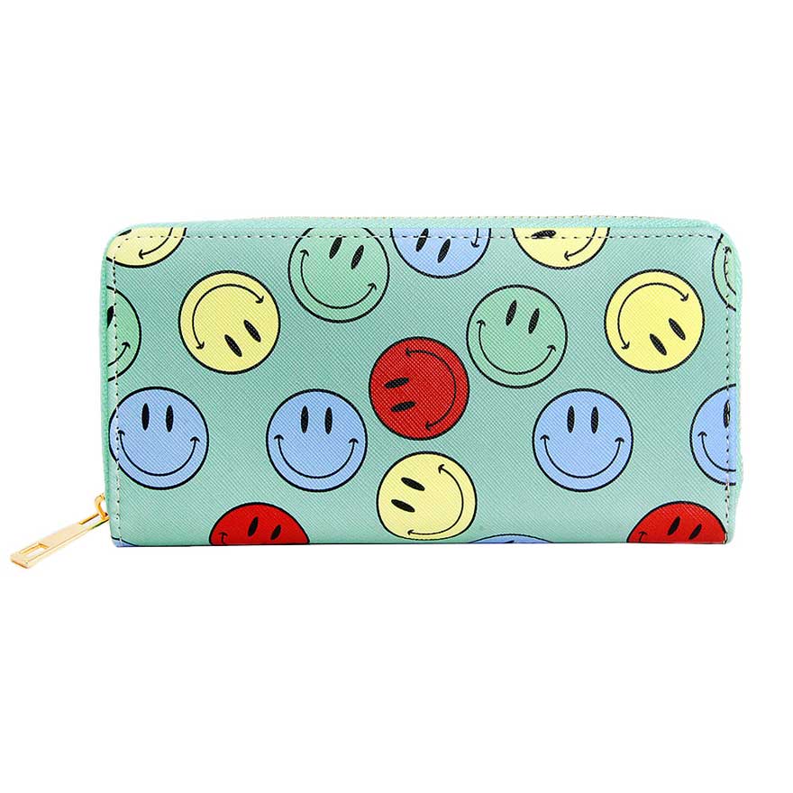 Smile Patterned Zipper Wallet