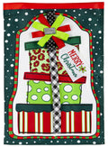 Mixed Print Presents Christmas Garden Flag 2 Sided Applique