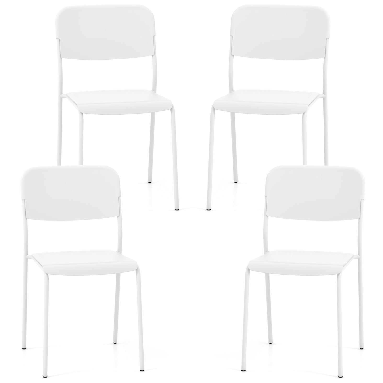 Modern Dining Chairs Set of 4 with Tilted Backrest and Sturdy Metal Legs