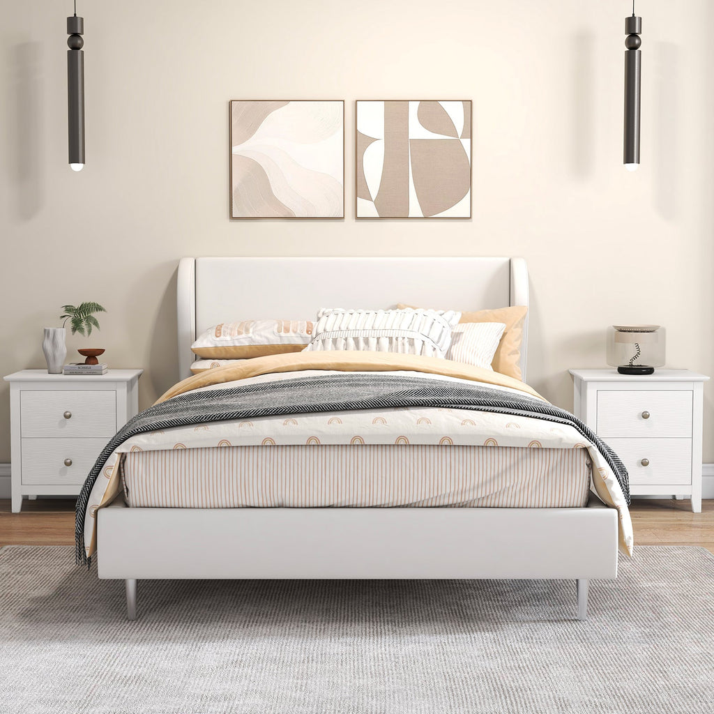 Modern Nightstand with 2 Drawers for Small Spaces