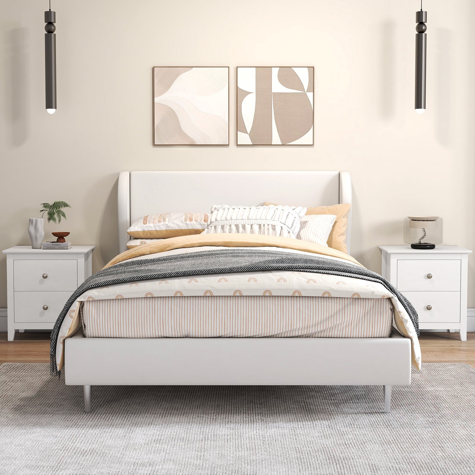Modern Nightstand with 2 Drawers for Small Spaces