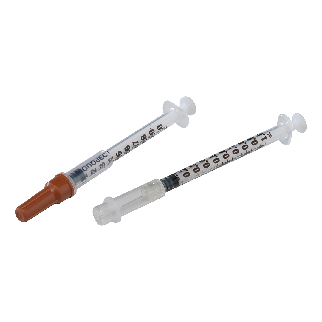 Safety Tuberculin Syringe with Needle Monoject™ 1 mL 5/8 Inch 25 Gauge Sliding Safety Needle Regular Wall - 8881511235