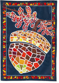 Mosaic Acorn Garden Flag 2 Sided Applique Fall