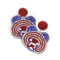 Felt Back American USA Flag Bear Beaded Dangle Earrings