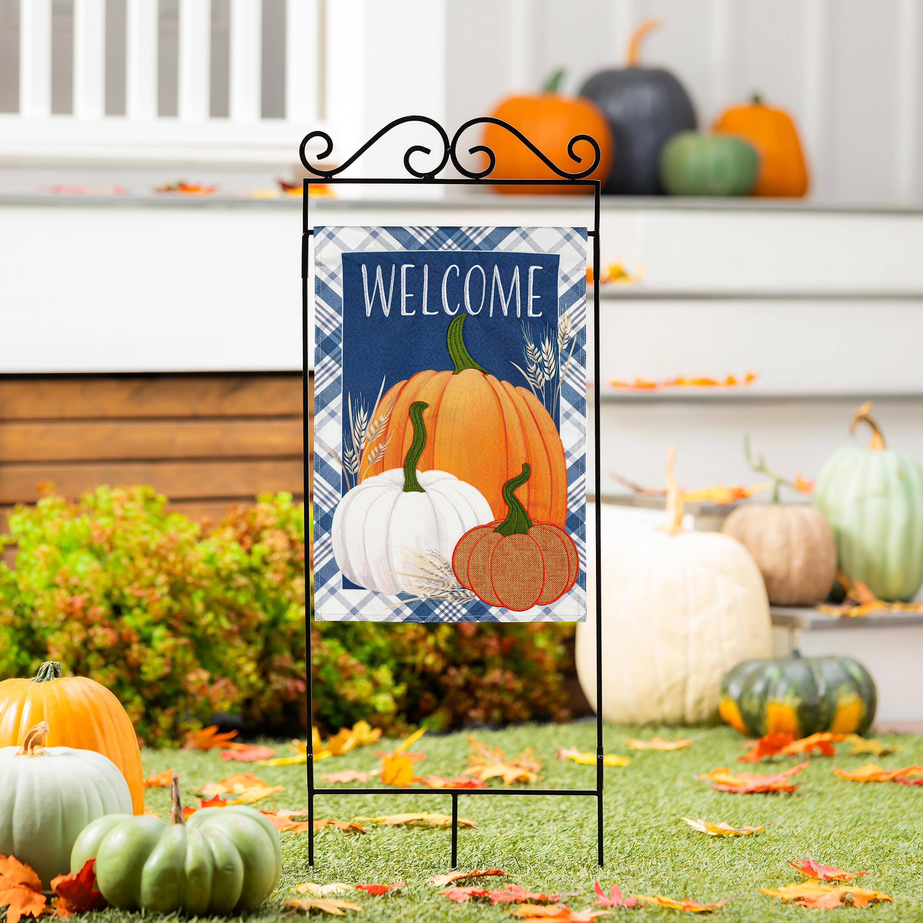 Mums and Pumpkin 2 Sided Garden Flag