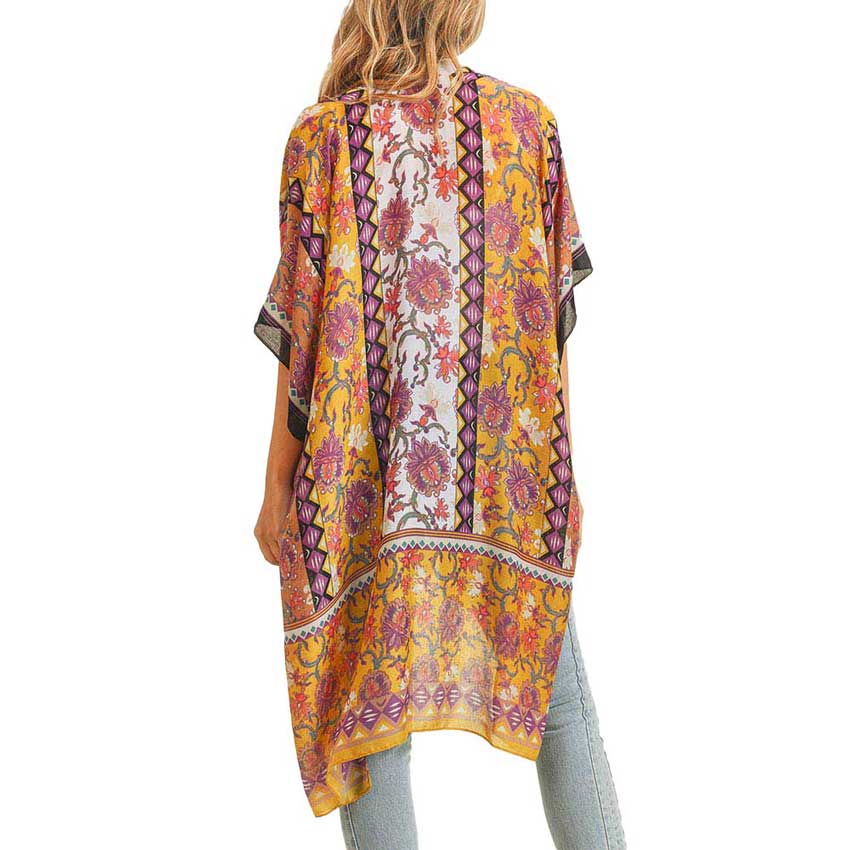 Flower Patterned Cover Up Kimono Poncho