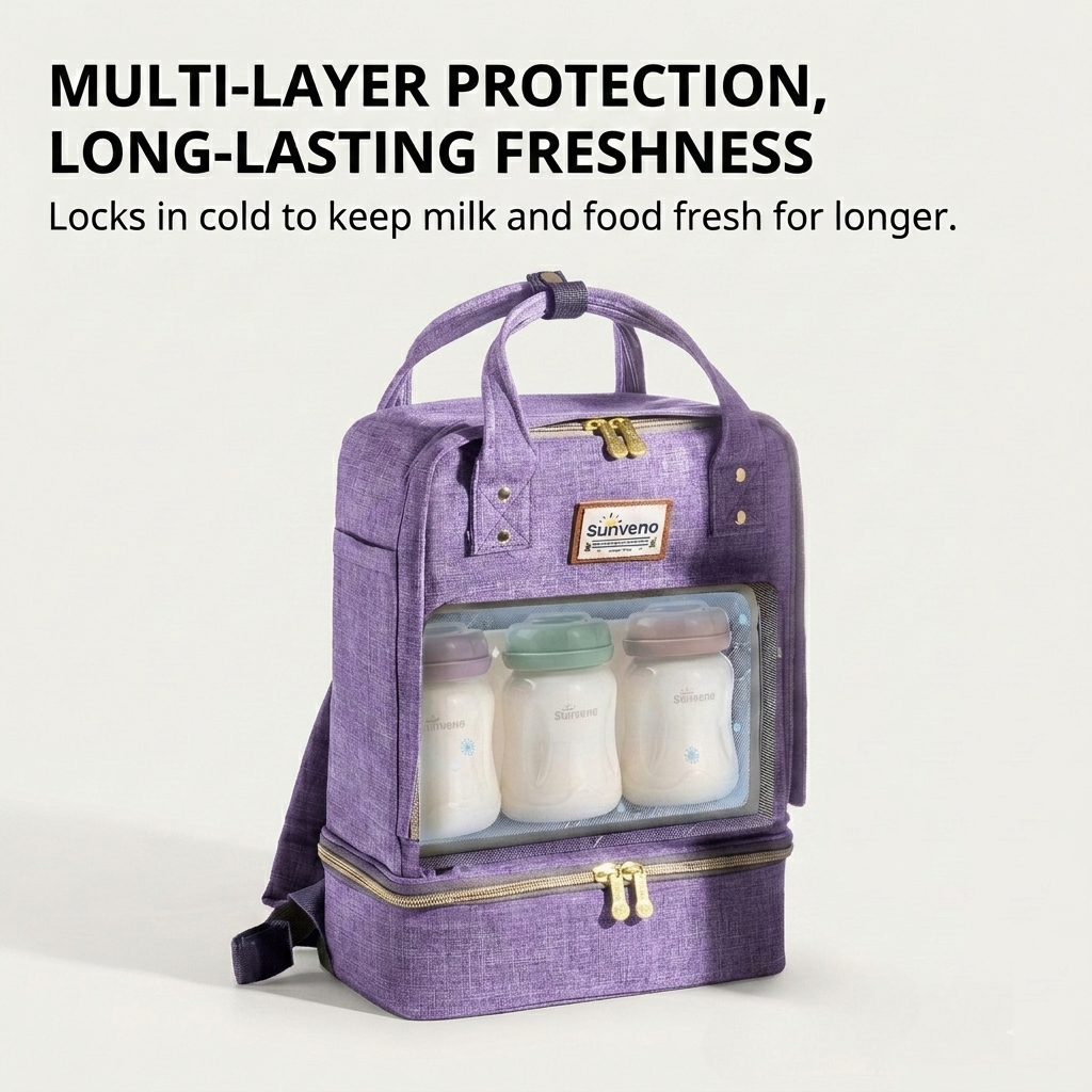 Double Layer Breast Milk Cooler Bag & Nursing Backpack