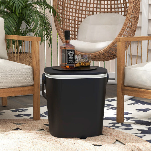 3-in-1 Portable Cooler Bar Table with Bottle Opener and Lift Top Lid for Camping Poolside-Blue