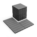 12 x 12 Inch 18 Piece All Weather Interlocking Deck Tiles for Splicing Area-Brown