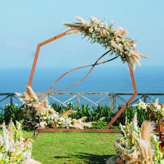 Wooden Wedding Arch Solid Wood Arbor Backdrop Stand for Wedding Ceremony-Round