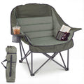 Folding Oversized Camping Chair with Side Pockets and Cup Holder-Blue
