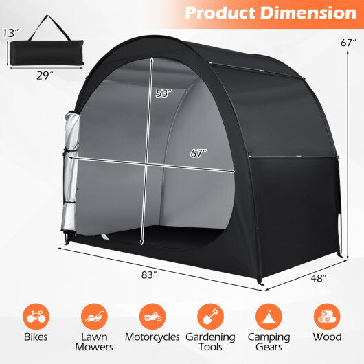 Bike Storage Tent Portable Bicycle Shed with Waterproof PU Coated Oxford Fabric-Black