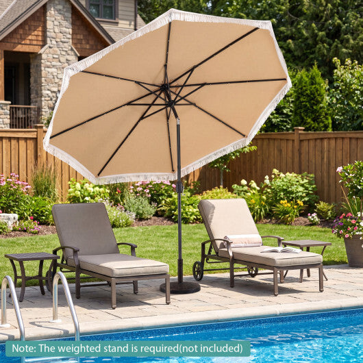 10 Feet Solar Patio Umbrella with 24 LED Lights for Yard-Navy