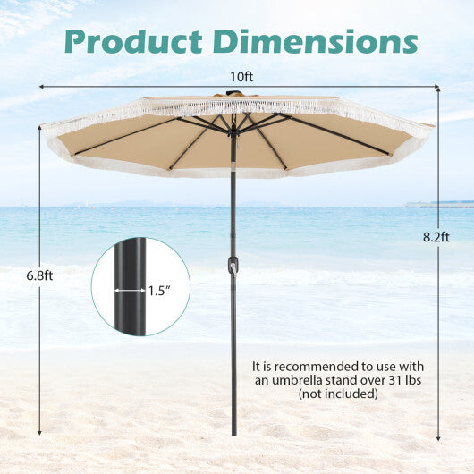 10 Feet Solar Patio Umbrella with 24 LED Lights for Yard-Navy