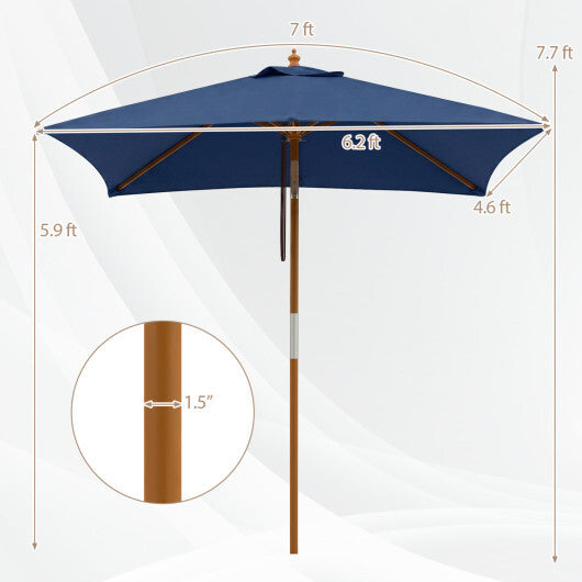 7 Feet Outdoor Rectangular Patio Umbrella with 3 Adjustable Heights-Beige