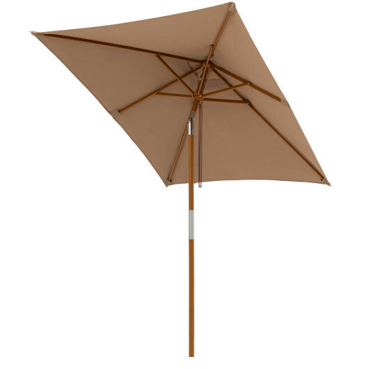 7 Feet Outdoor Rectangular Patio Umbrella with 3 Adjustable Heights-Beige