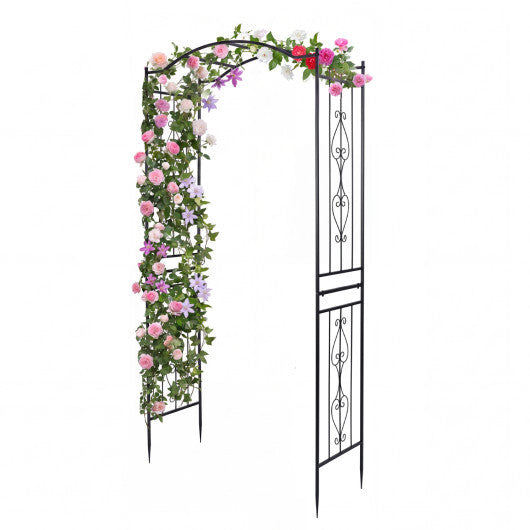 7.5 Feet Garden Arbor Heavy-Duty Metal Arch Trellis with Curved Roof