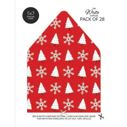 Christmas Pattern Envelope Liners Euro Flap 5x7 with Red & White Design: For Invitation Envelopes for Holidays, Birthdays, Weddings (28 Pack) - Paperback