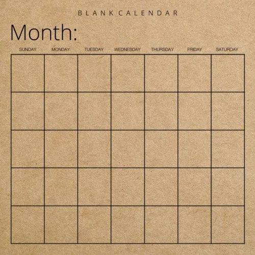 Blank Calendar: Kraft Brown Paper, Undated Planner for Organizing, Tasks, Goals, Scheduling, DIY Calendar Book - Paperback
