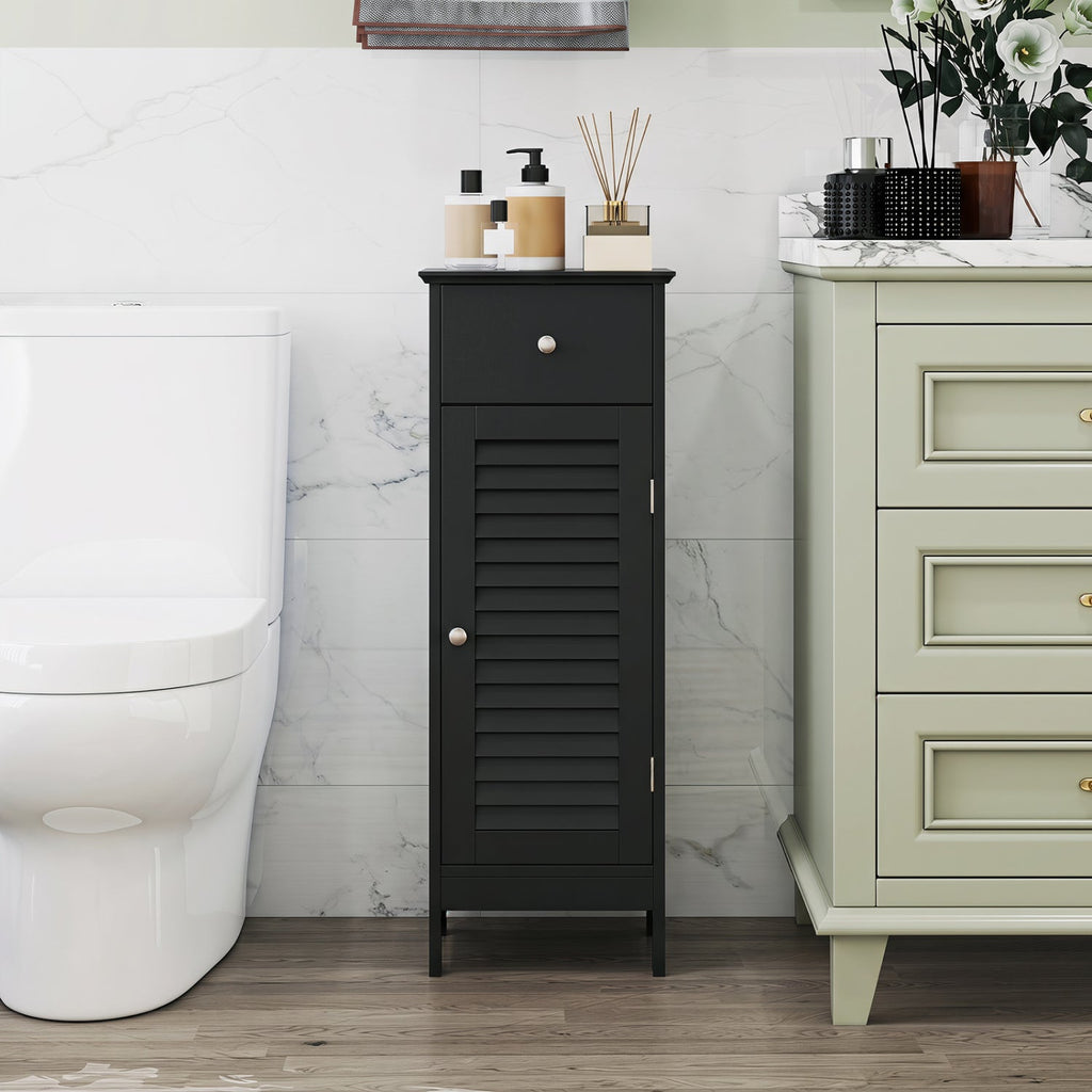 Narrow Bathroom Storage Cabinet with Adjustable Shelf & Drawer