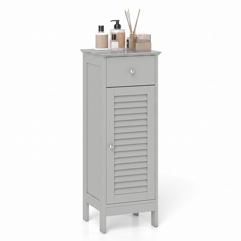 Narrow Bathroom Storage Cabinet with Adjustable Shelf & Drawer