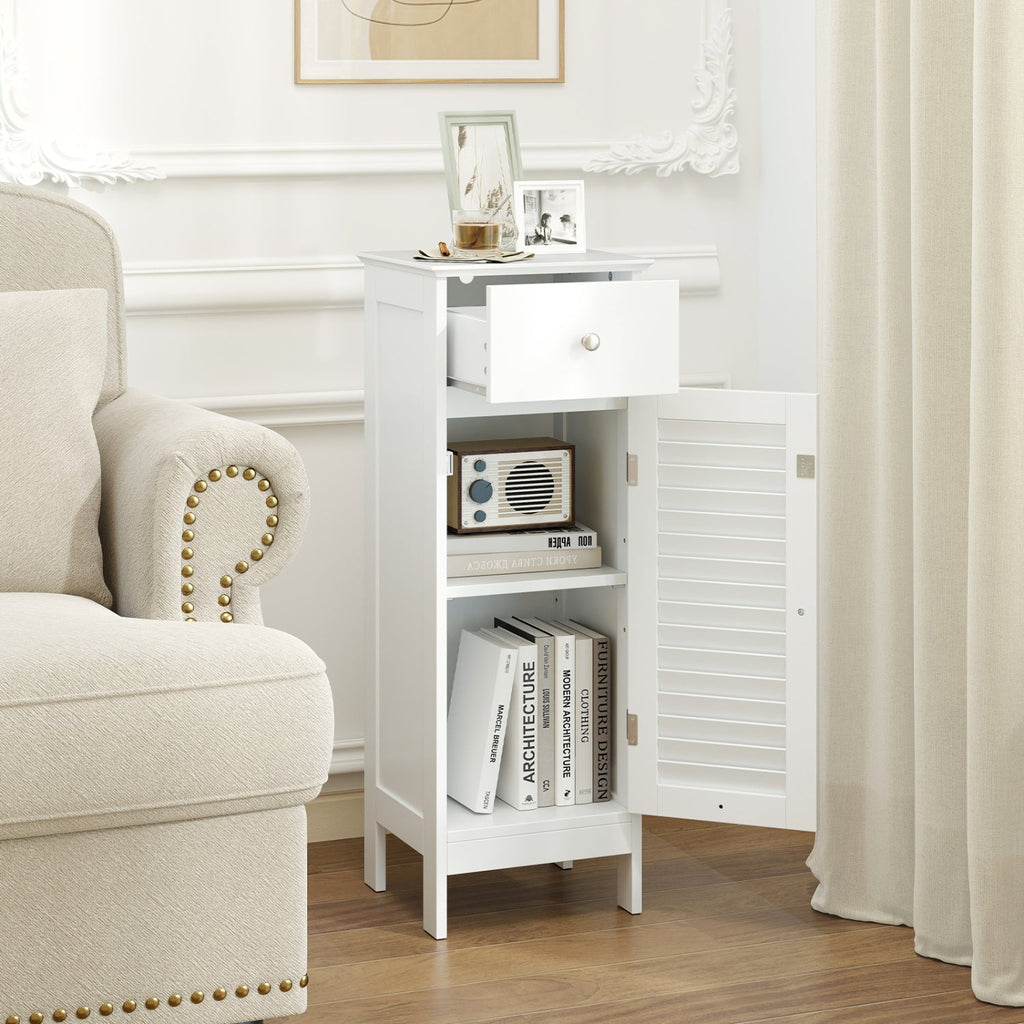 Narrow Bathroom Storage Cabinet with Adjustable Shelf & Drawer