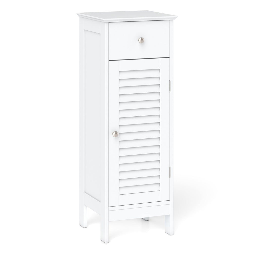 Narrow Bathroom Storage Cabinet with Adjustable Shelf & Drawer