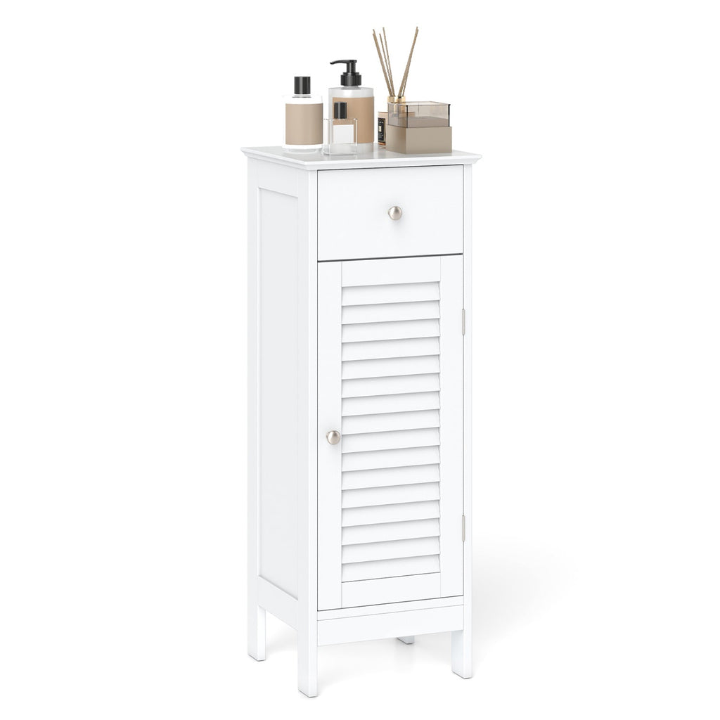 Narrow Bathroom Storage Cabinet with Adjustable Shelf & Drawer