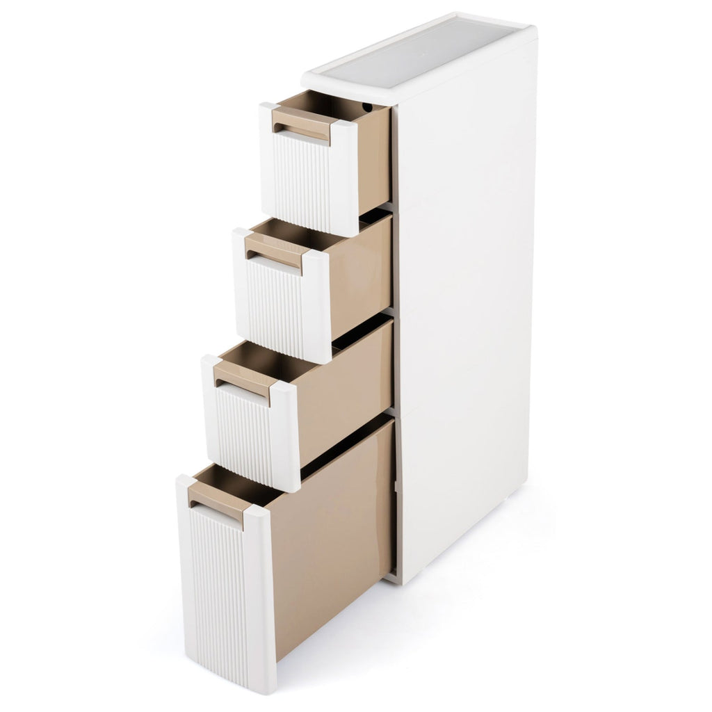 Narrow Storage Cabinet with Drawers and Removable Dividers