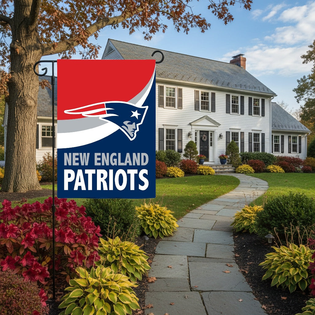 New England Patriots 2 Sided Burlap Garden Flag