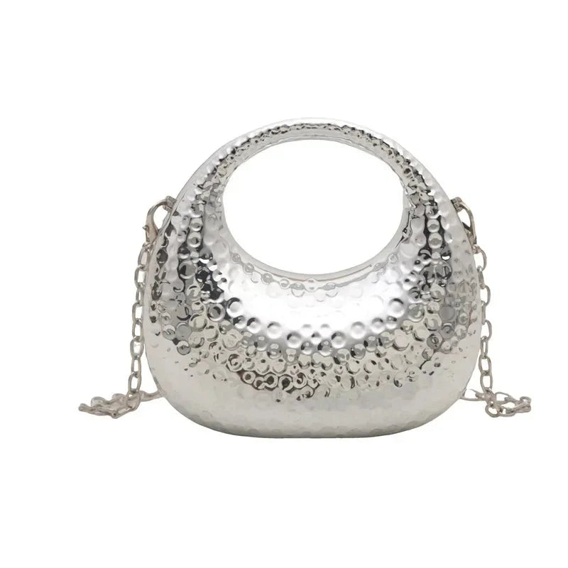 New Gold Silver Fashion Acrylic Moon Women's Handbags.